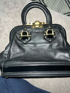 Zac Posen Aurora Classic Black Leather Top-Handle Satchel